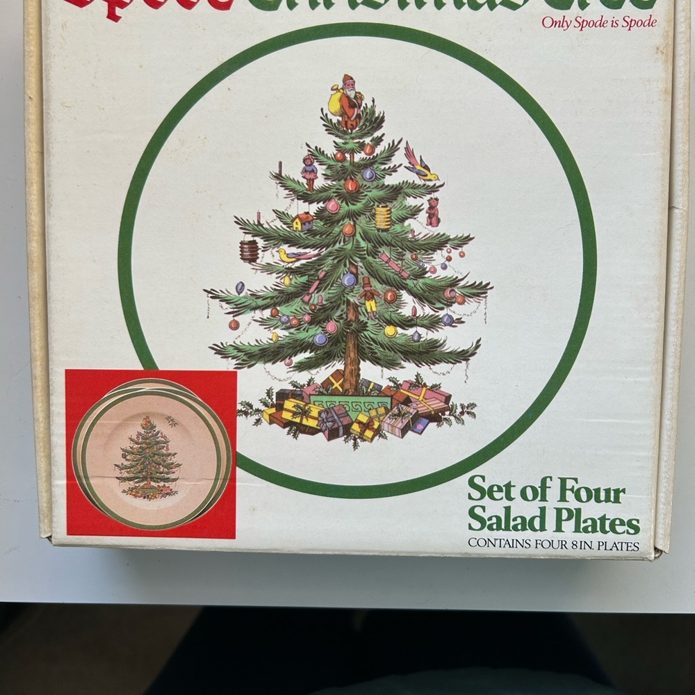 4 Spode Christmas Tree Salad plates England